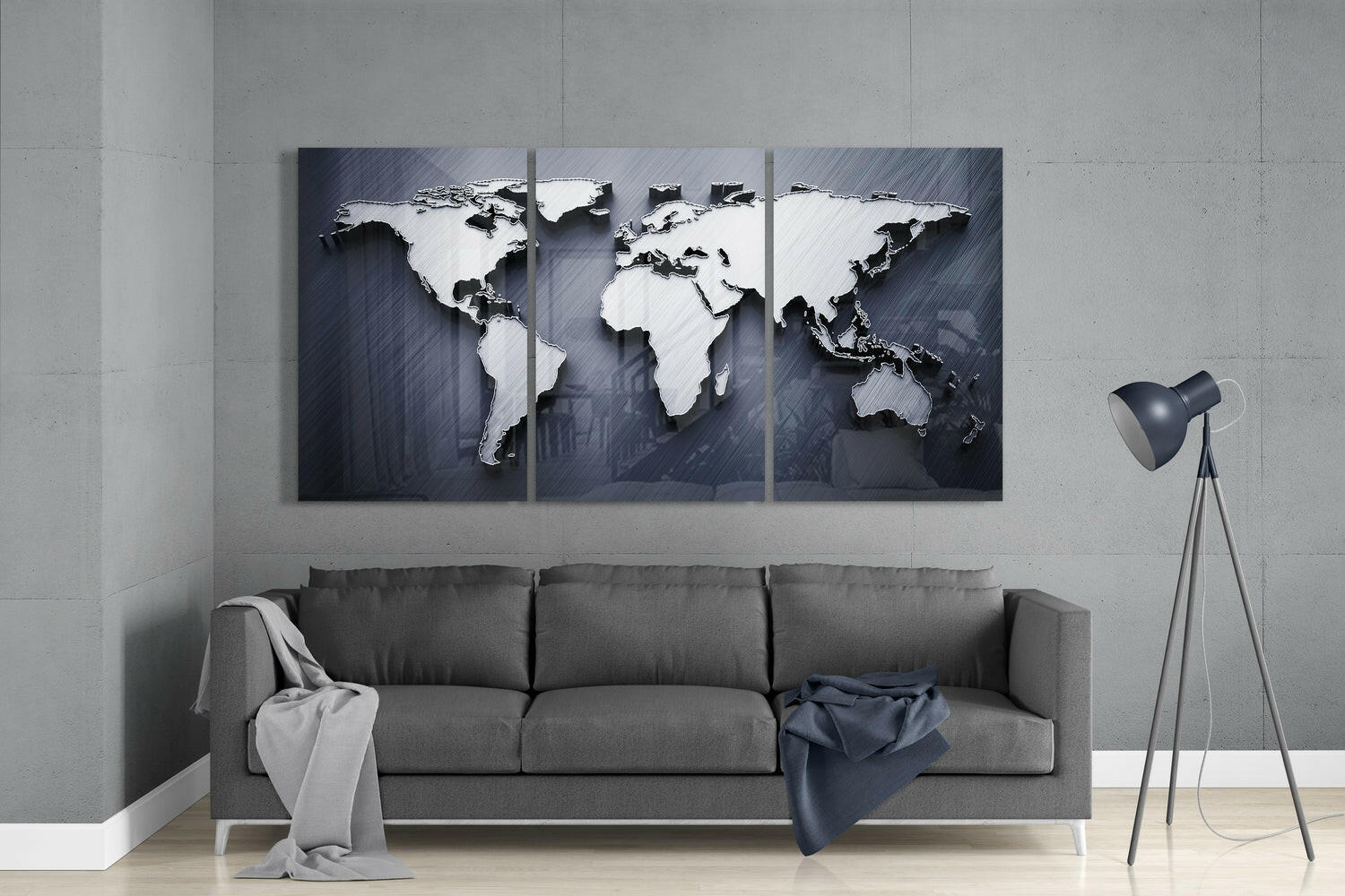 World Map Glass Wall Art.