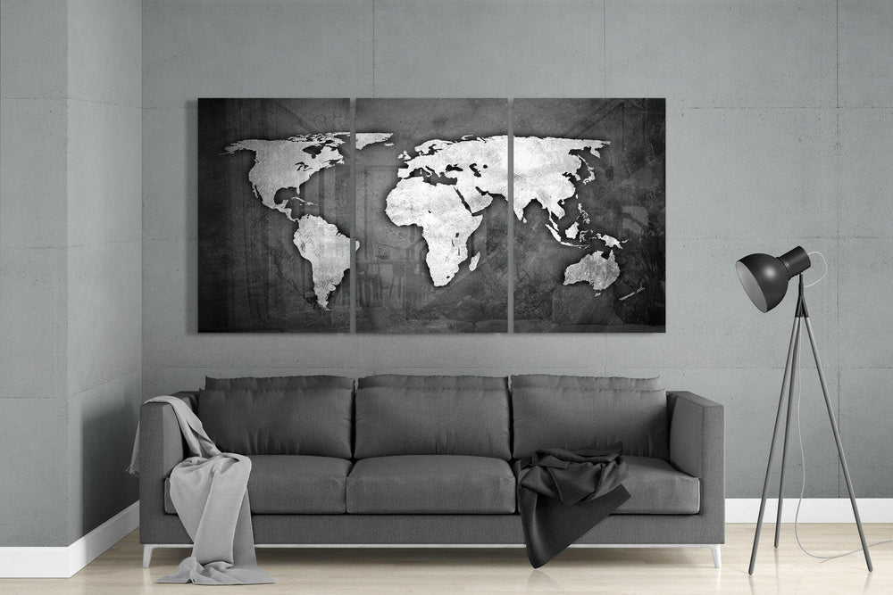 World Map Glass Wall Art.