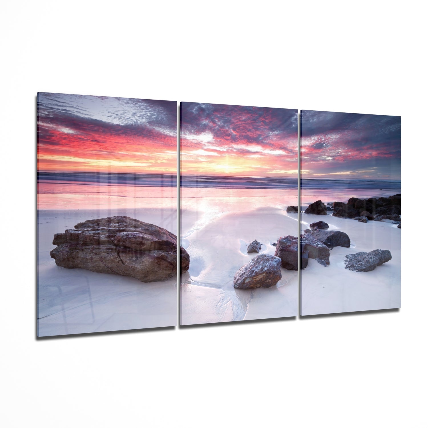 Stones on the Beach Glass Wall Art | Insigne Art Design