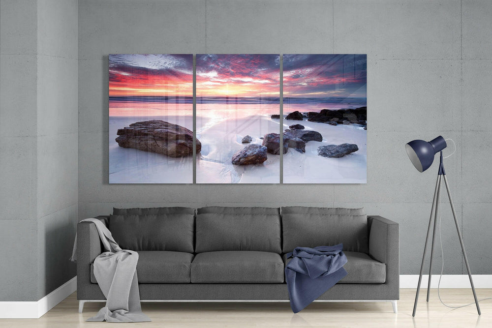 Stones on the Beach Glass Wall Art.