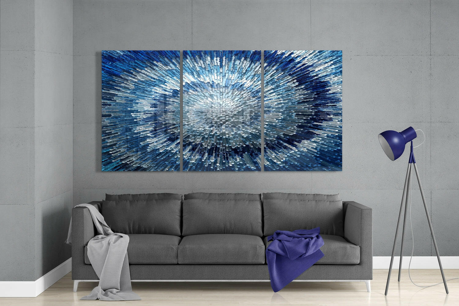 Blue Texture Glass Wall Art.