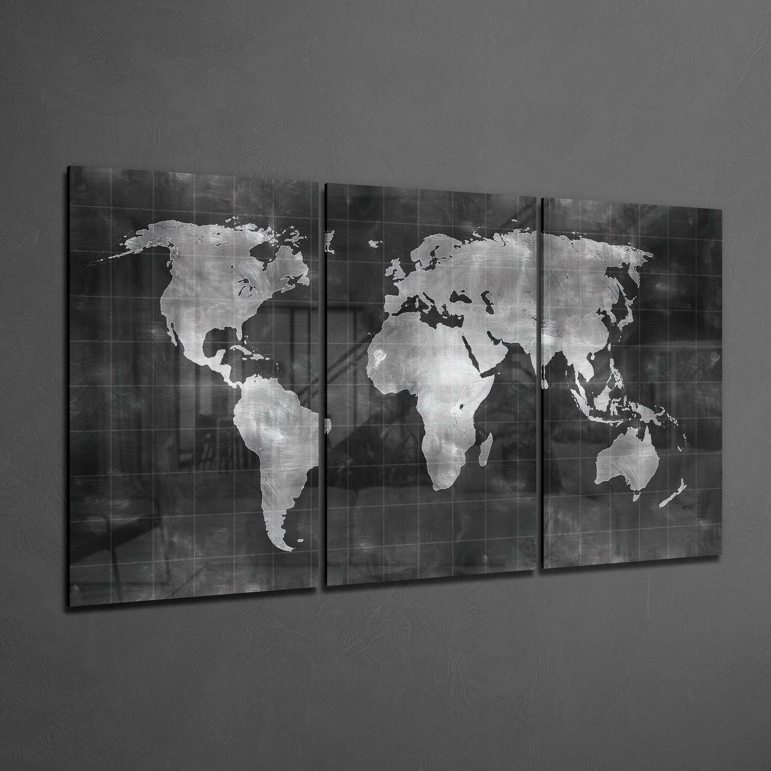 World Map Glass Wall Art.