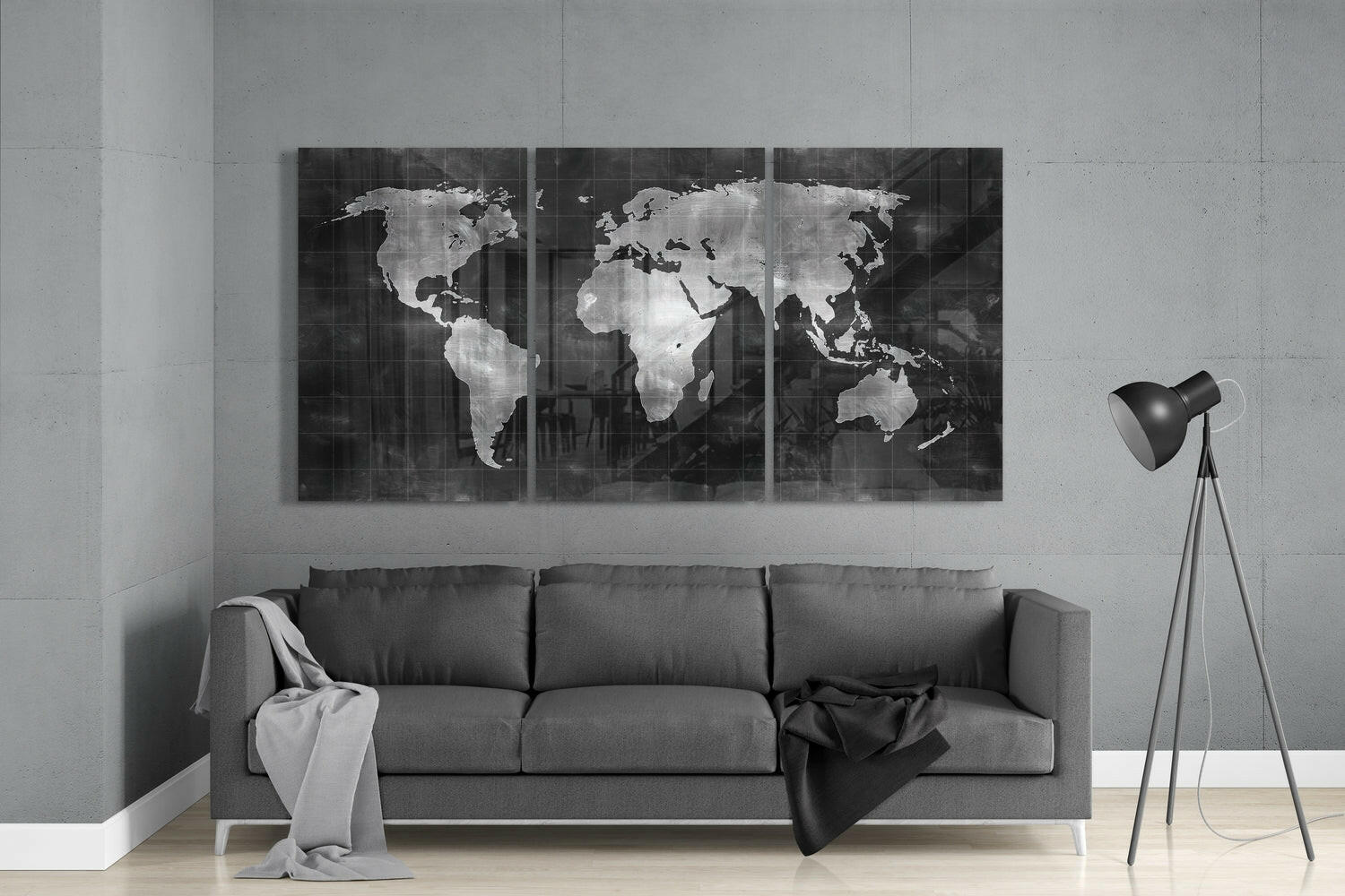 World Map Glass Wall Art.