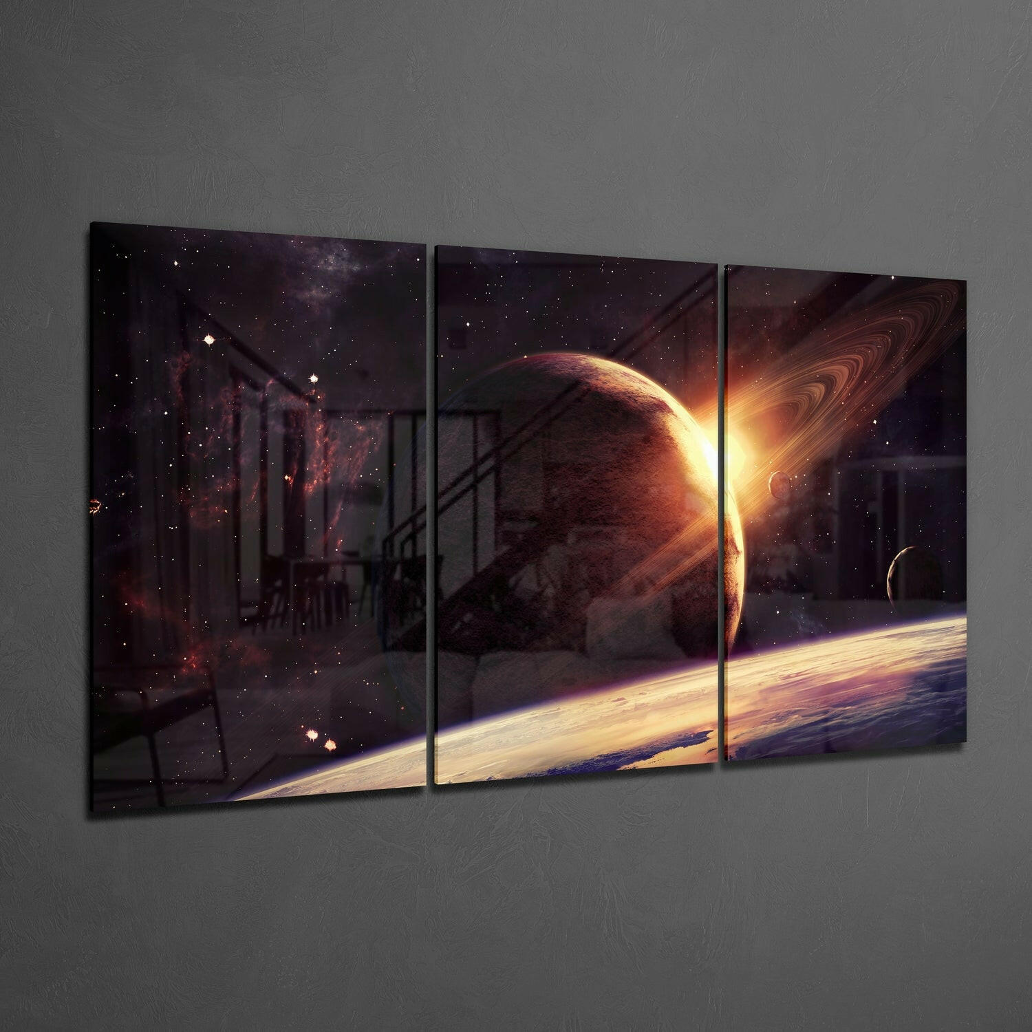 Saturn Glass Wall Art.