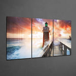 Lighthouse and Pier Glass Wall Art.