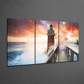 Lighthouse and Pier Glass Wall Art.