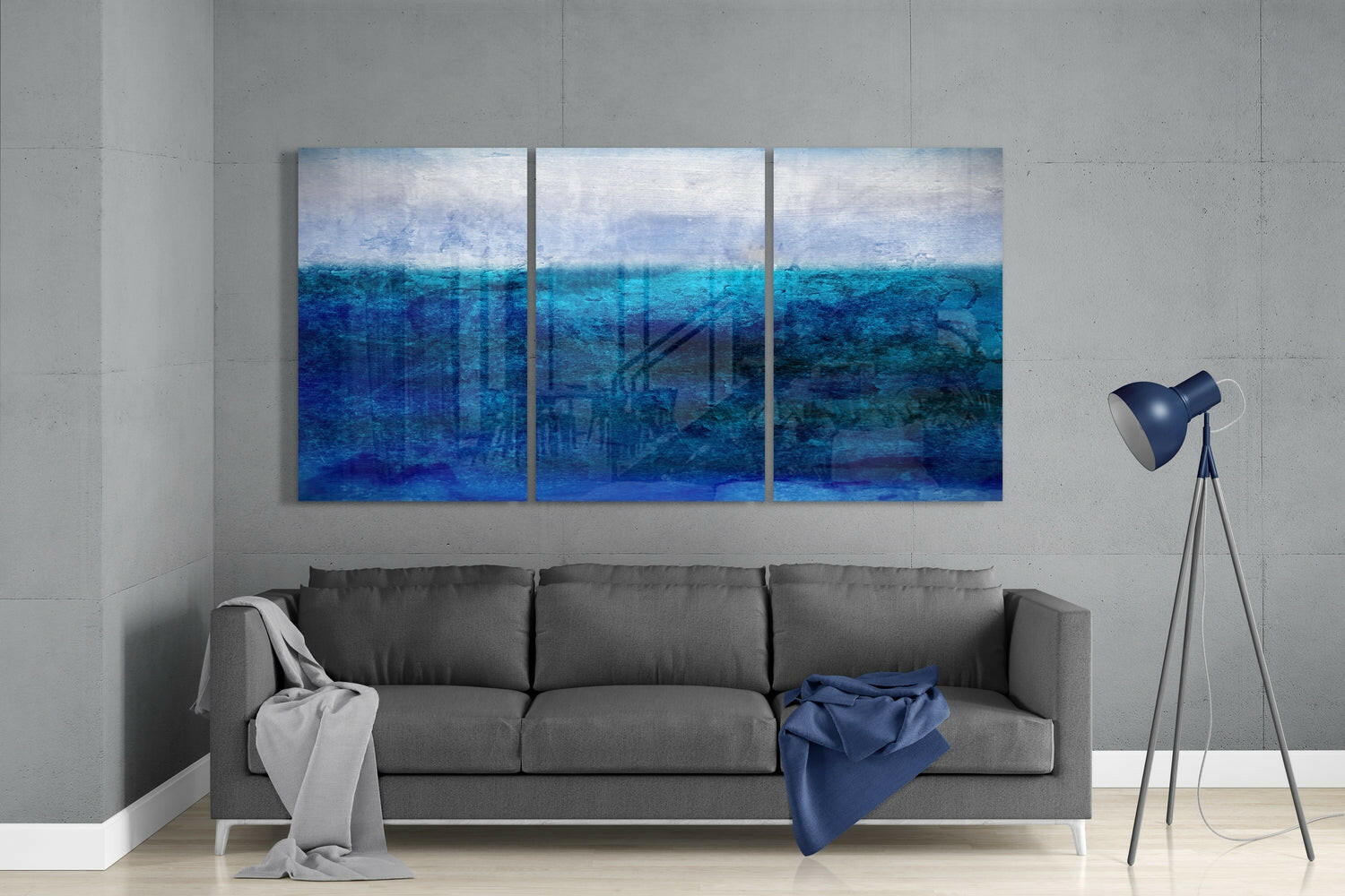 Blue Horizon Glass Wall Art.