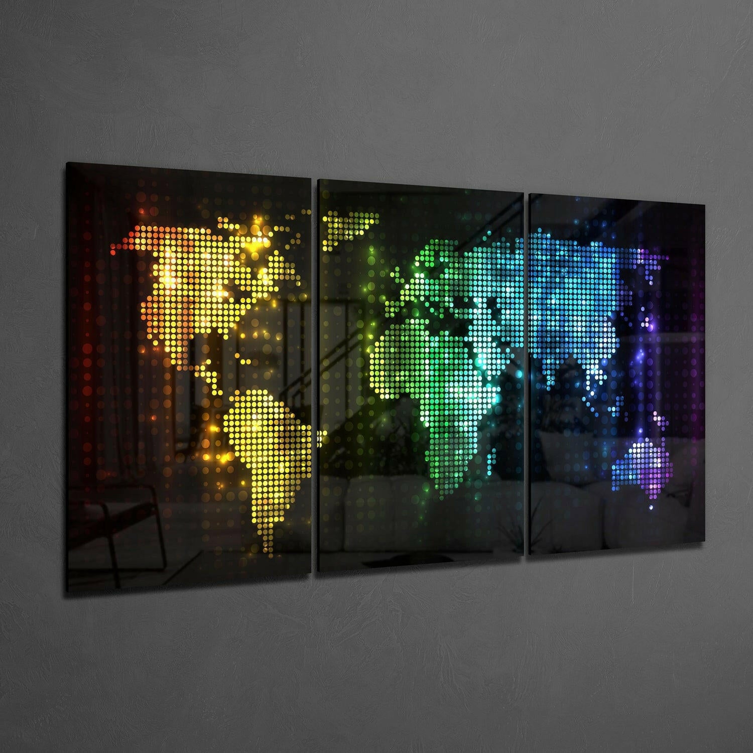 World Map Glass Wall Art.
