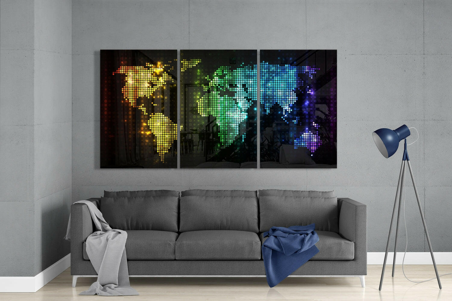 World Map Glass Wall Art.