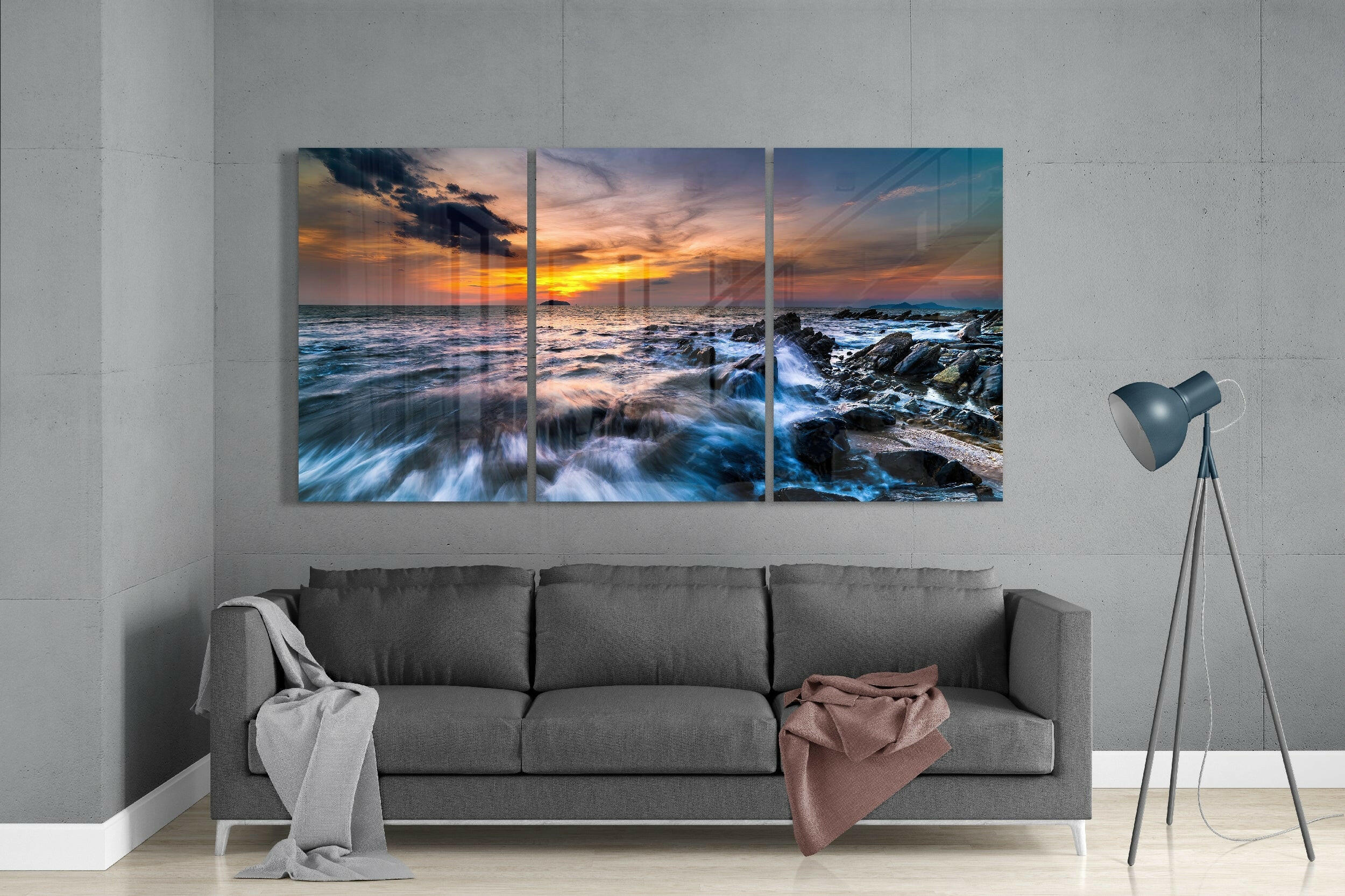 Sunset On The Beach Glass Art.