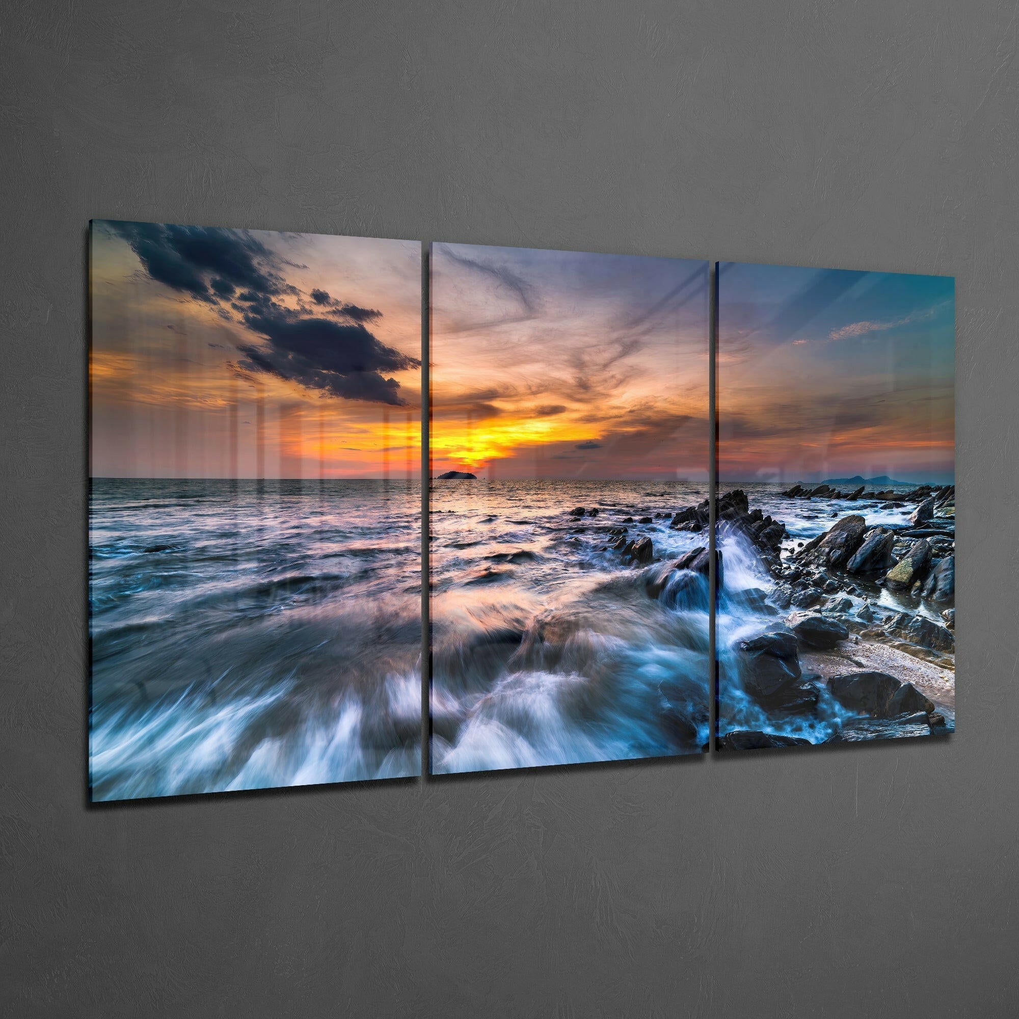 Sunset On The Beach Glass Art.