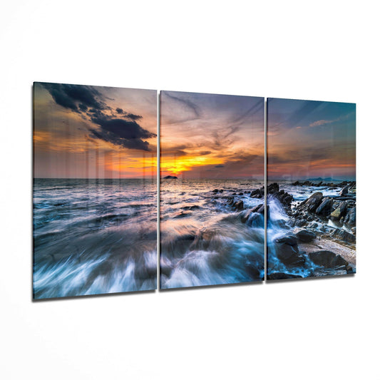 Sunset On The Beach Glass Art.