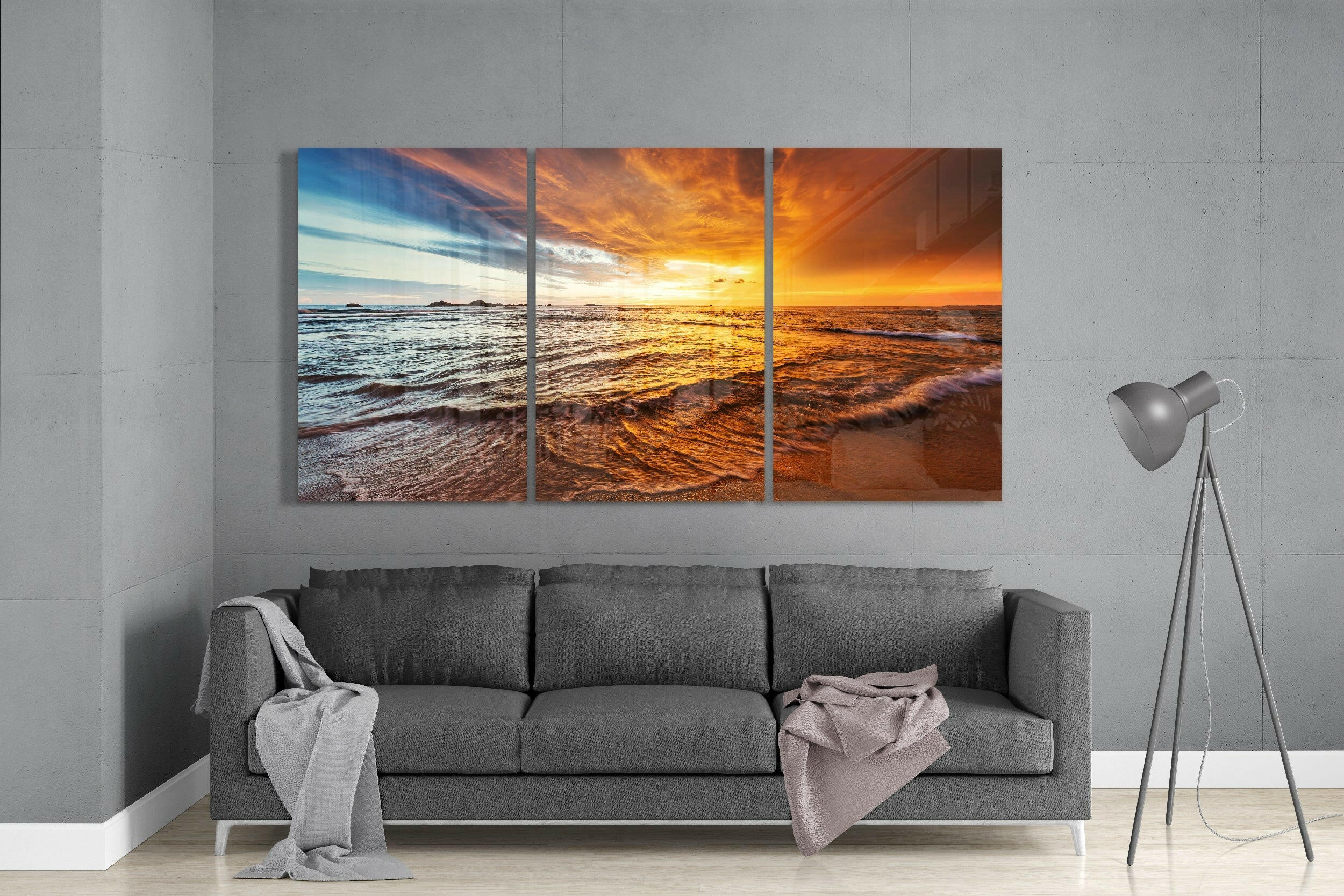 Sunset On The Beach Glass Art.