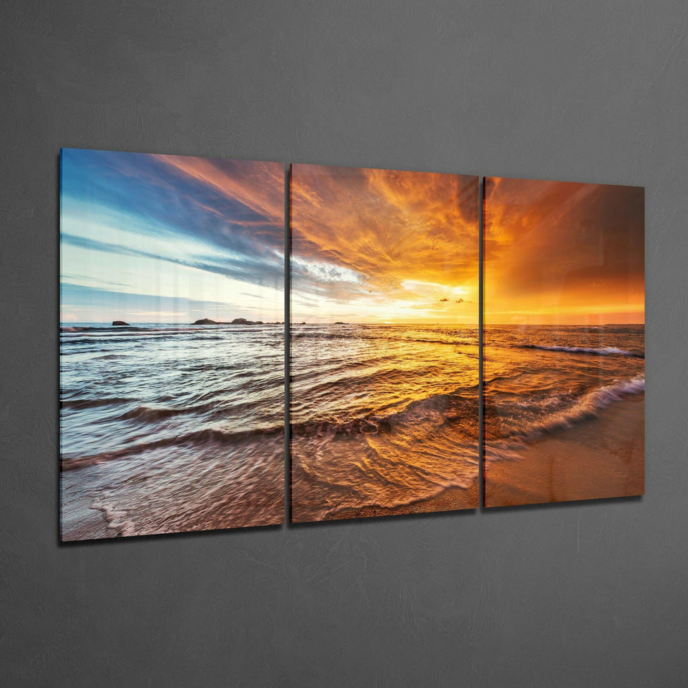 Sunset On The Beach Glass Art.