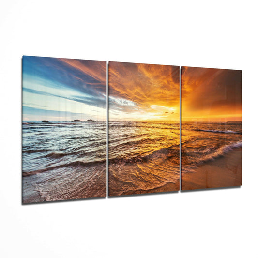 Sunset On The Beach Glass Art.