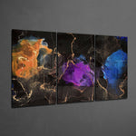 Orange, Blue, Purple Glass Art.