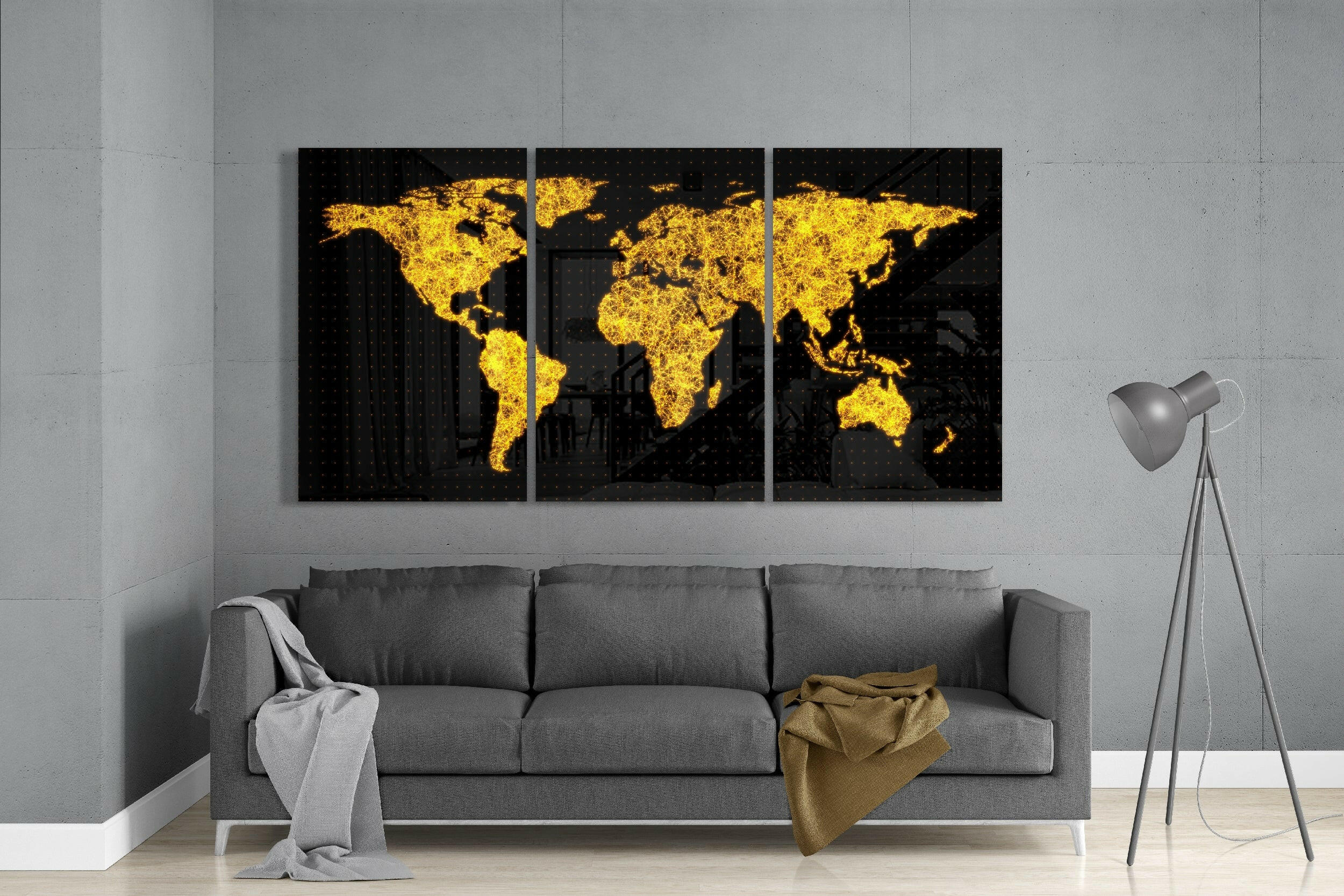 World Map Glass Art.