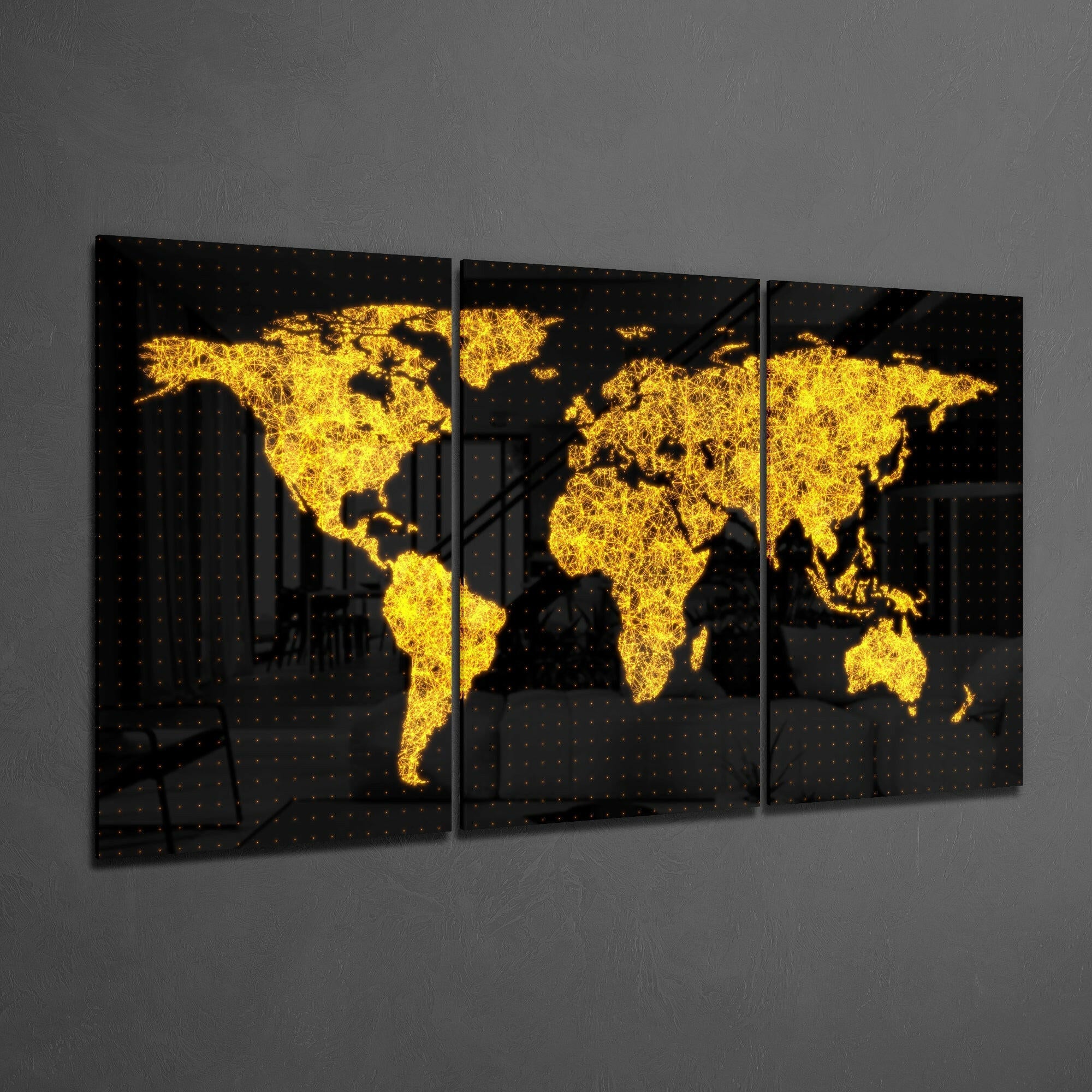 World Map Glass Art.