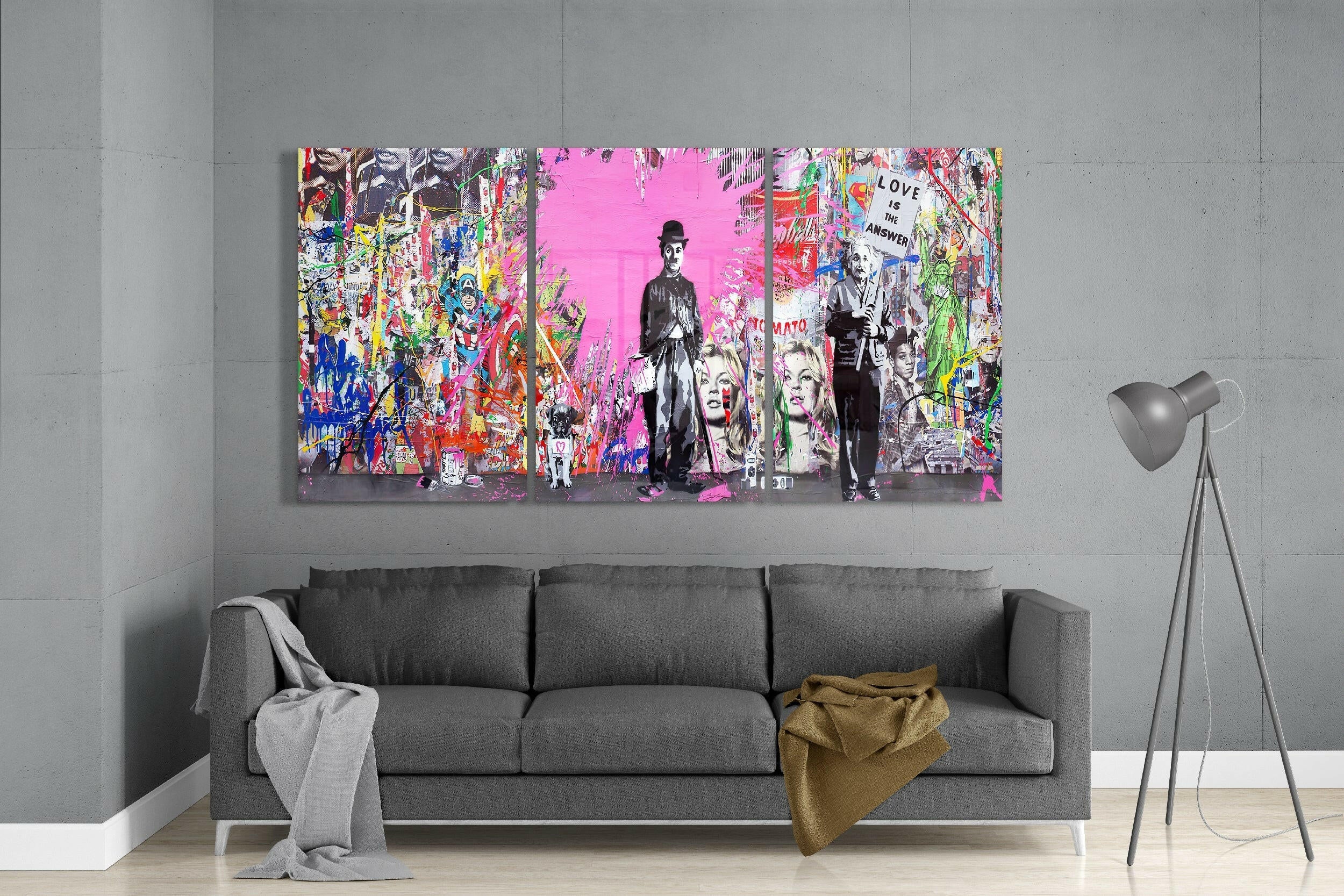 Charlie Chaplin - Banksy Glass Art.