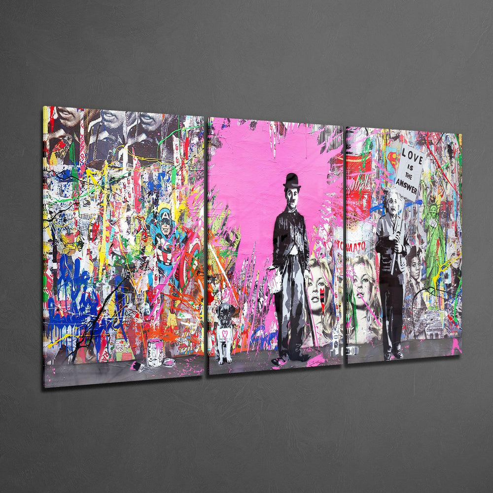 Charlie Chaplin - Banksy Glass Art.