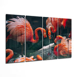 Flamingos 4 Pieces Mega Glass Wall Art (59"x36") | Insigne Art Design.
