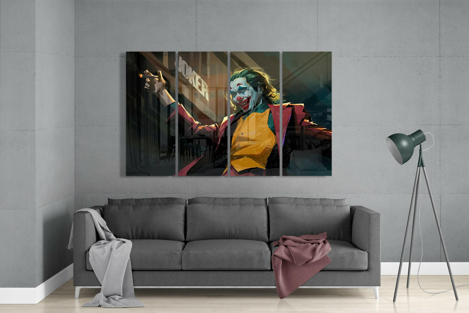 Joker 4 Pieces Mega Glass Wall Art (59"x36") | Insigne Art Design.