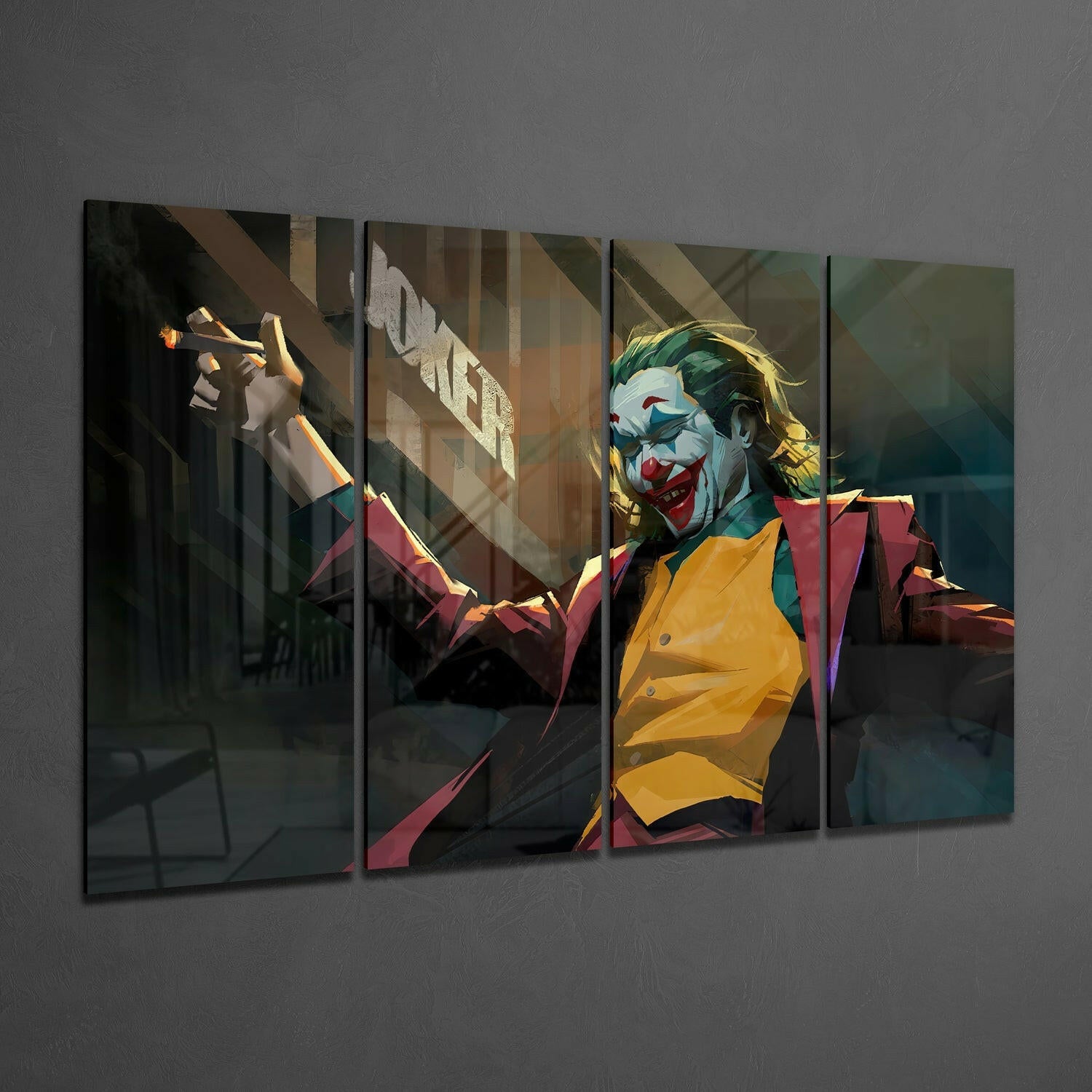Joker 4 Pieces Mega Glass Wall Art (59"x36") | Insigne Art Design.