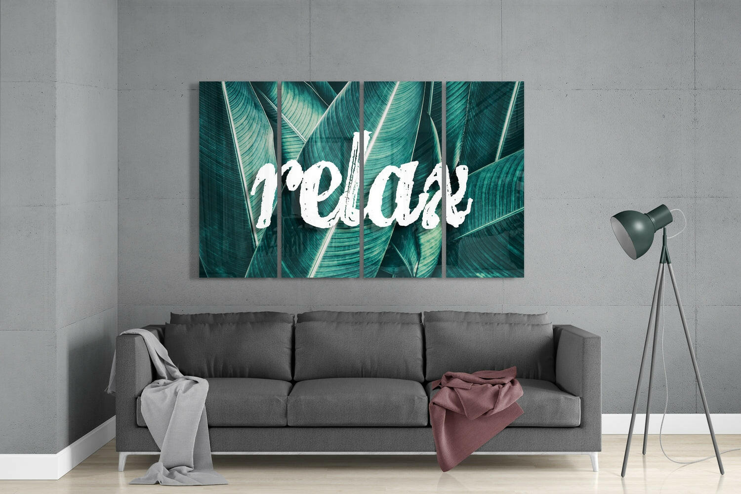 Relax 4 Pieces Mega Glass Wall Art (59"x36") | Insigne Art Design.