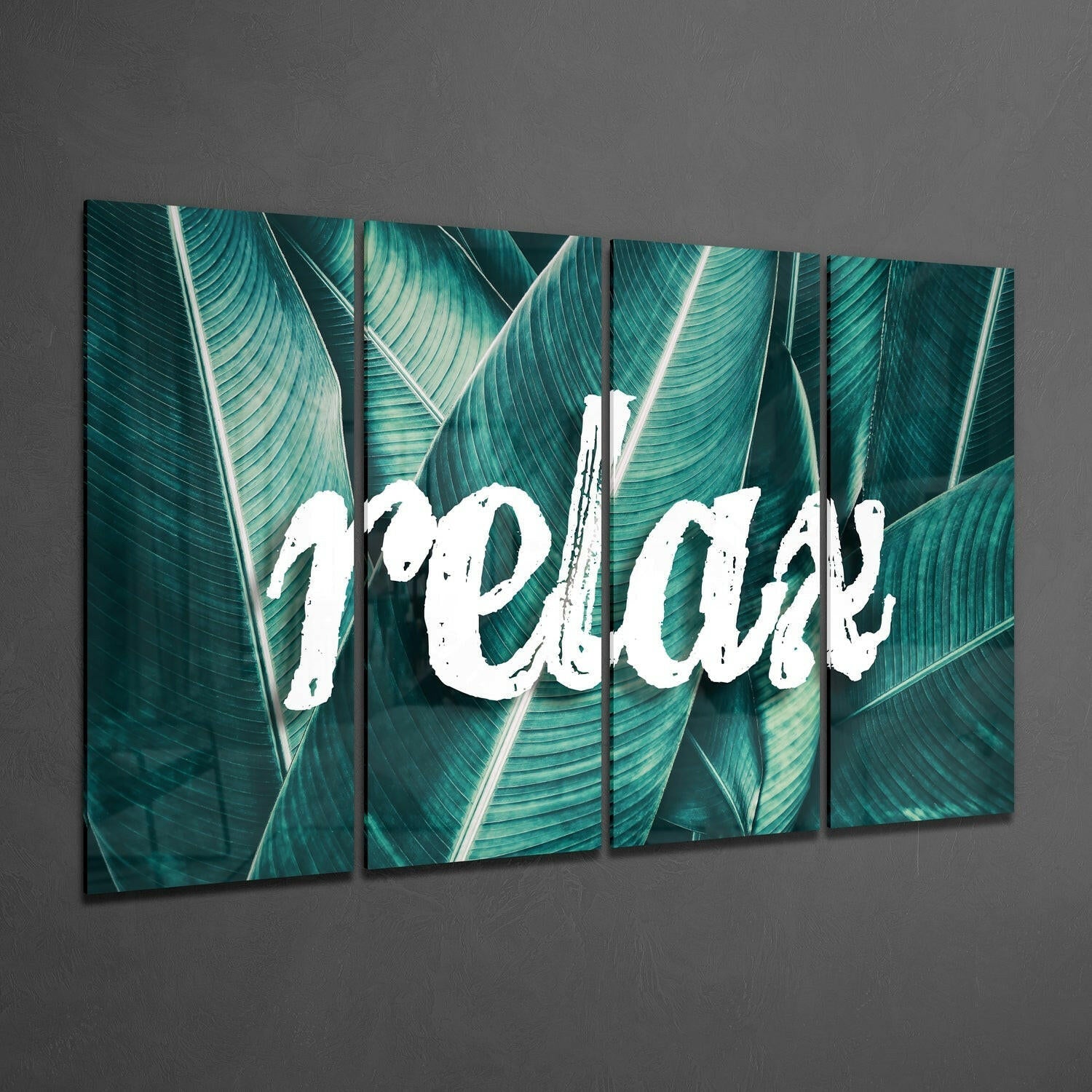Relax 4 Pieces Mega Glass Wall Art (59"x36") | Insigne Art Design.