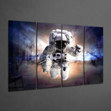 Astronaut  4 Pieces Mega Glass Wall Art (59"x36") | Insigne Art Design