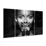 Butterfly Women 4 Pieces Mega Glass Wall Art (59"x36") | Insigne Art Design