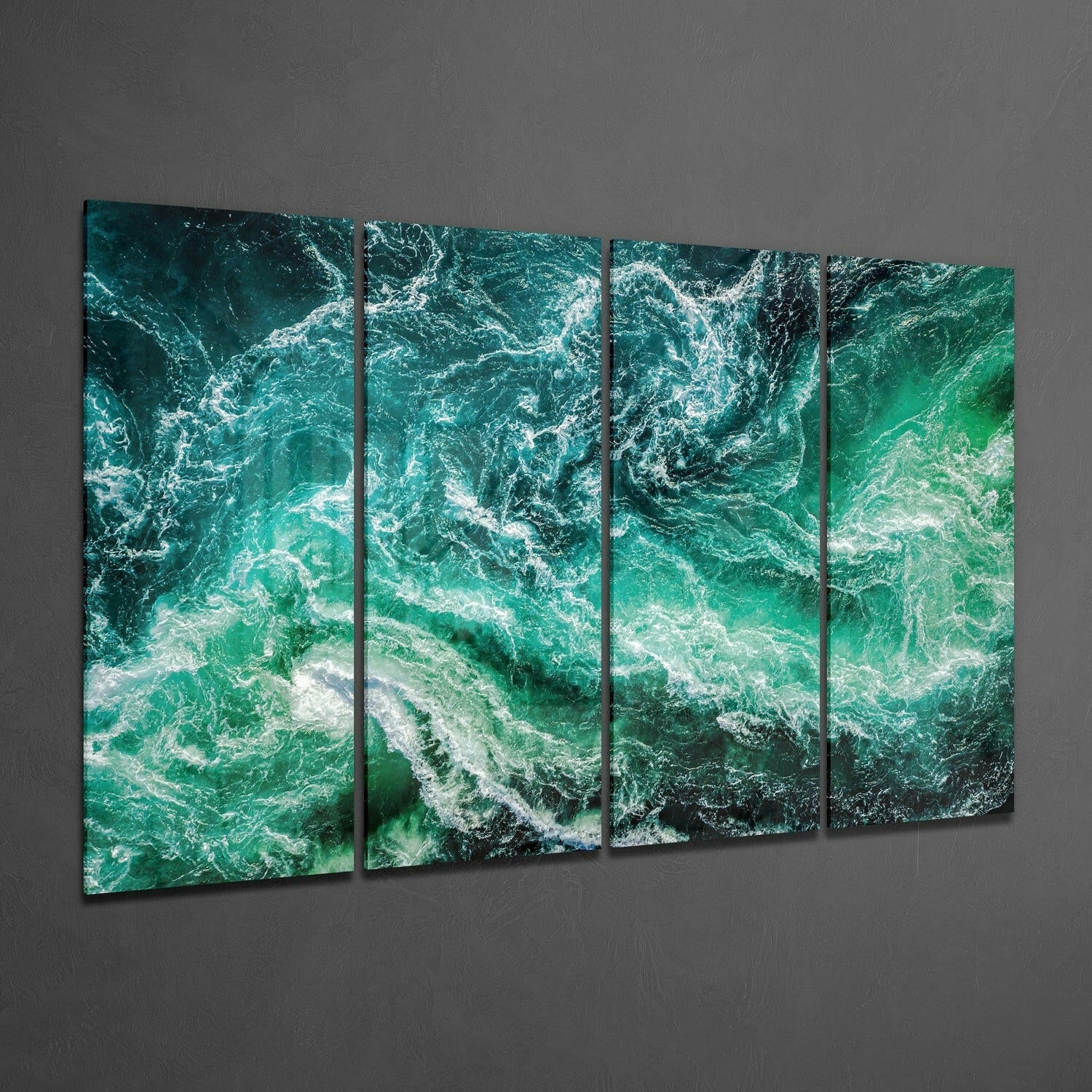 Waves 4 Pieces Mega Glass Wall Art (59"x36") | Insigne Art Design.