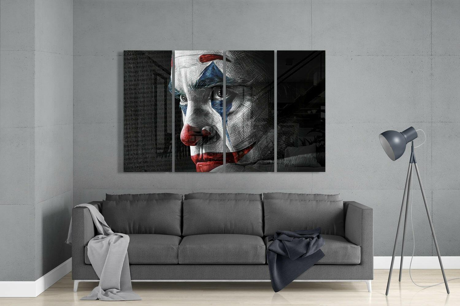 Joker 4 Pieces Mega Glass Wall Art (59"x36") | Insigne Art Design.