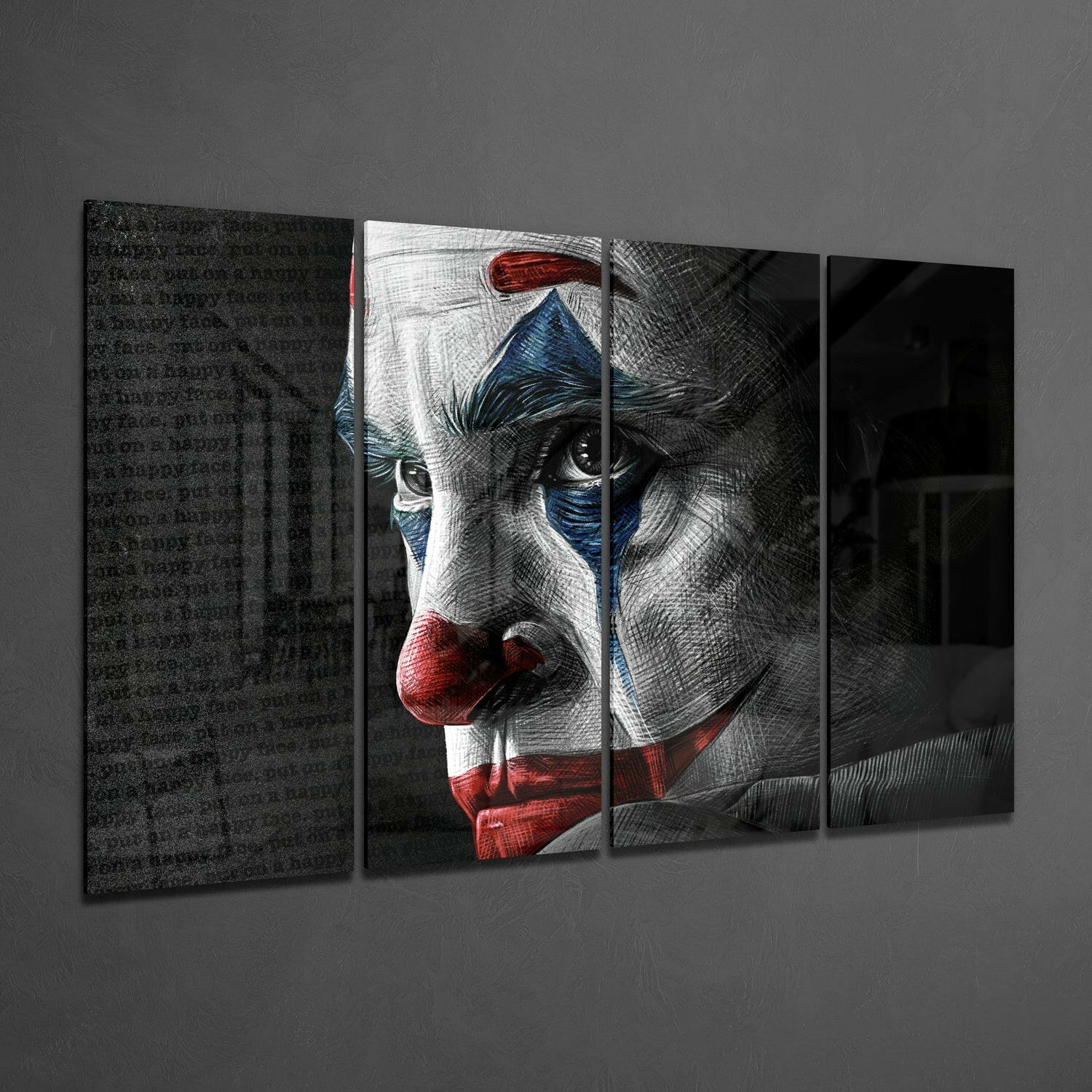 Joker 4 Pieces Mega Glass Wall Art (59"x36") | Insigne Art Design.