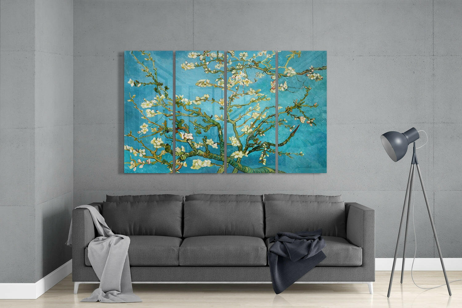 Sakura 4 Pieces Mega Glass Wall Art (59"x36") | Insigne Art Design.