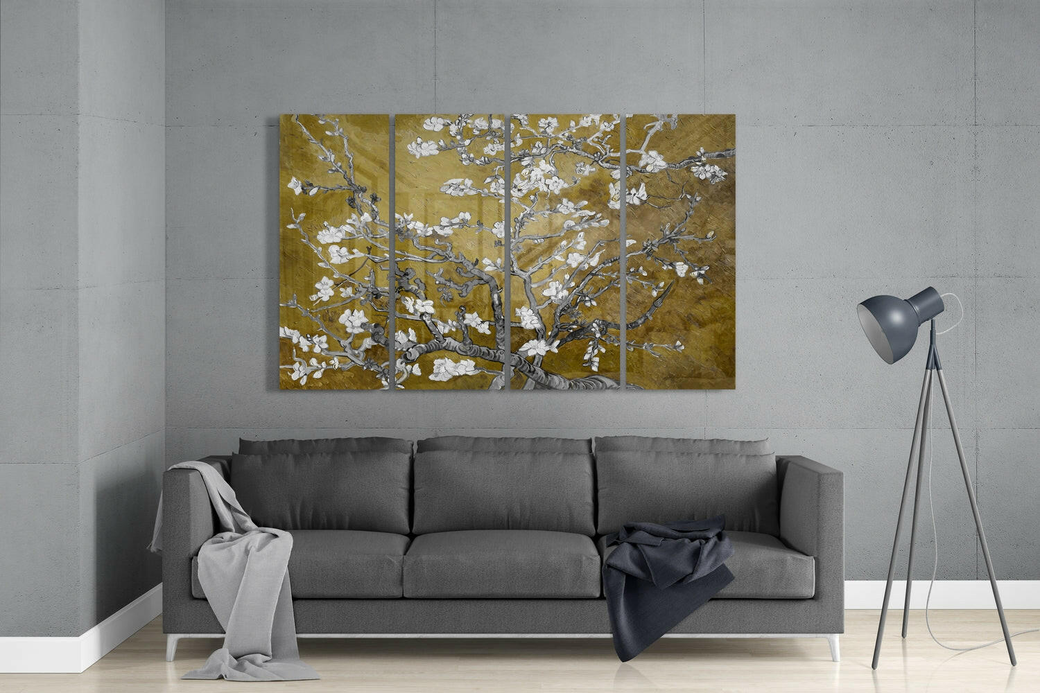 Sakura 4 Pieces Mega Glass Wall Art (59"x36") | Insigne Art Design.