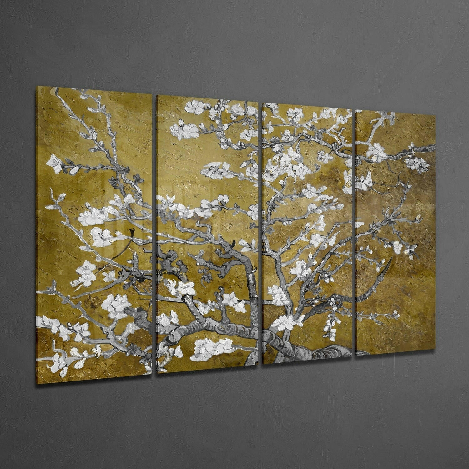 Sakura 4 Pieces Mega Glass Wall Art (59"x36") | Insigne Art Design.