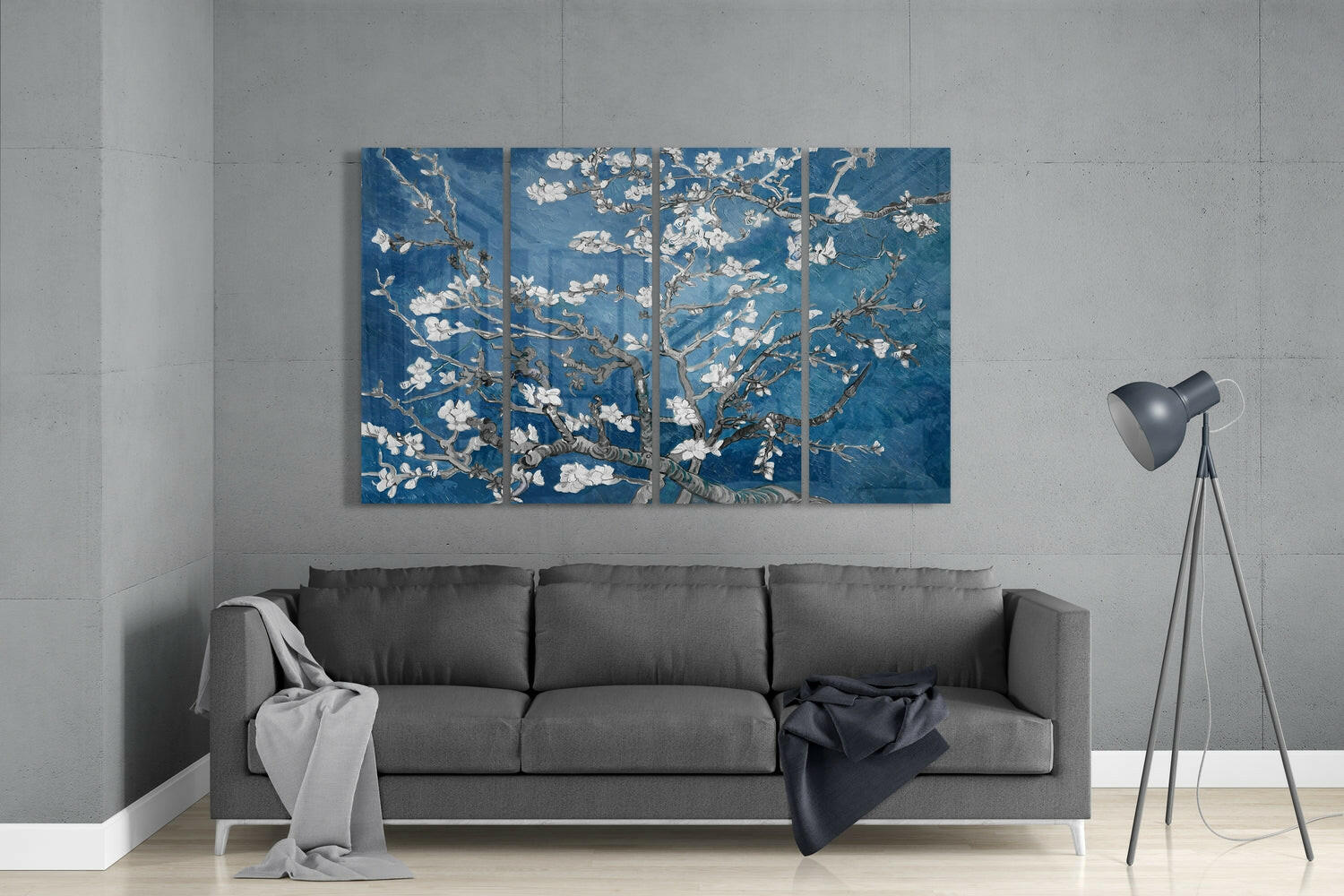 Sakura 4 Pieces Mega Glass Wall Art (59"x36") | Insigne Art Design.