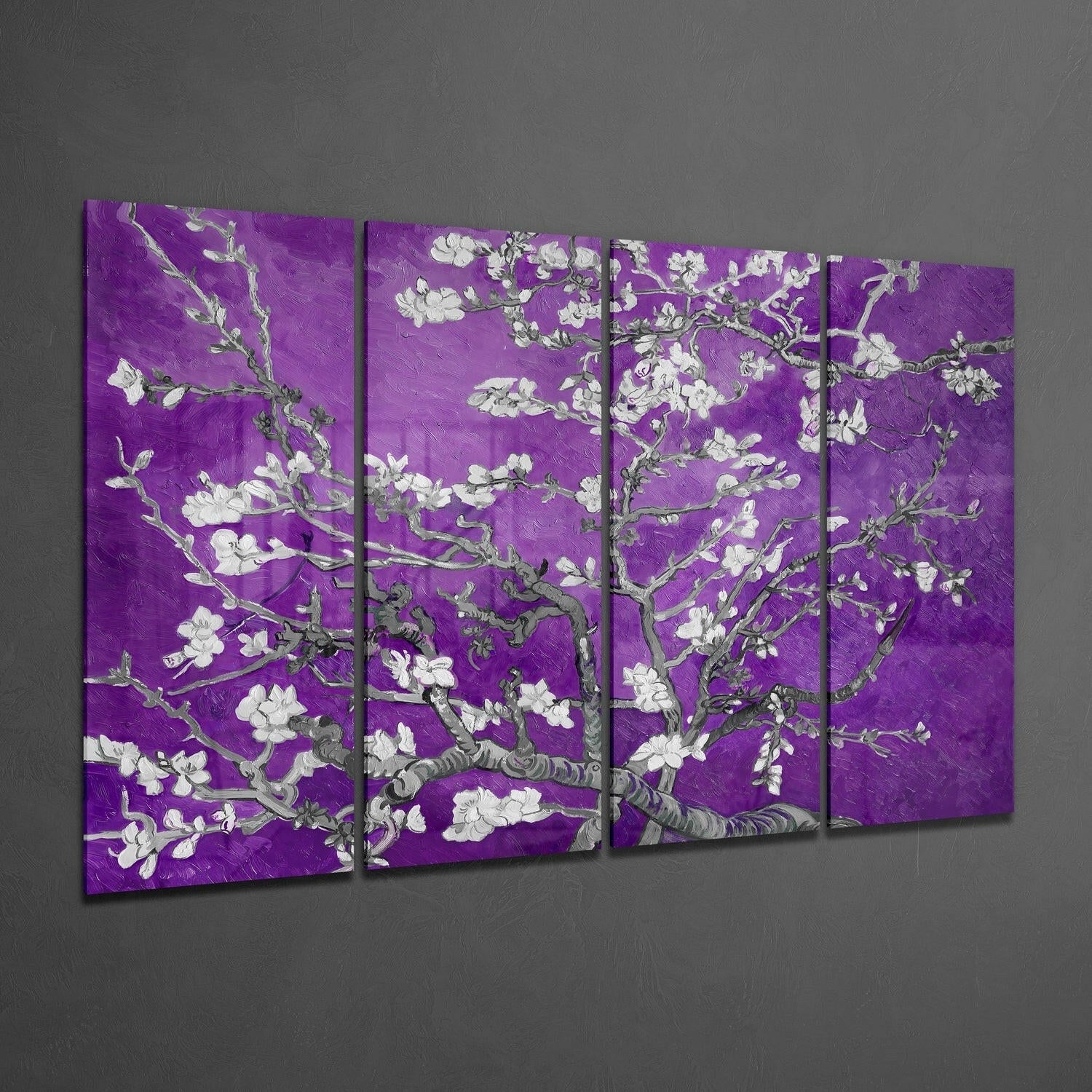 Sakura 4 Pieces Mega Glass Wall Art (59"x36") | Insigne Art Design.
