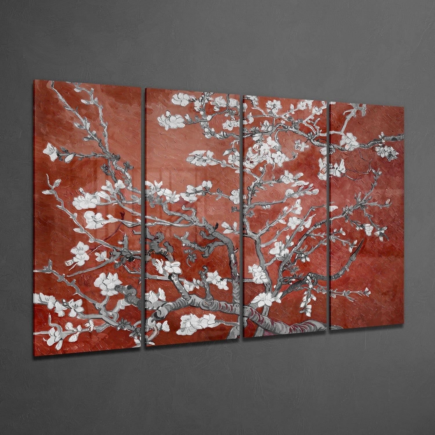 Sakura 4 Pieces Mega Glass Wall Art (59"x36") | Insigne Art Design.