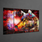 Wolf 4 Pieces Mega Glass Wall Art (59"x36") | Insigne Art Design.