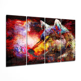 Wolf 4 Pieces Mega Glass Wall Art (59"x36") | Insigne Art Design