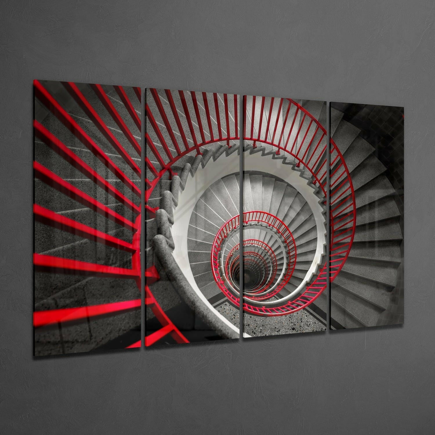 Spiral Stairs 4 Pieces Mega Glass Wall Art (59"x36") | Insigne Art Design.