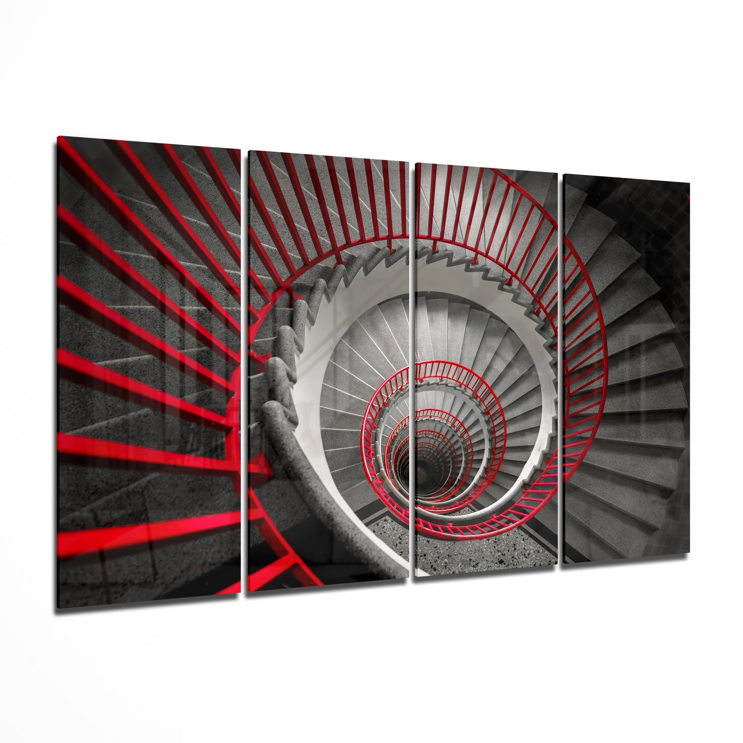 Spiral Stairs 4 Pieces Mega Glass Wall Art (59"x36") | Insigne Art Design
