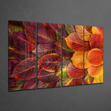 Autumn Leaves 4 Pieces Mega Glass Wall Art (59"x36") | Insigne Art Design