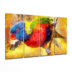 Parrot 4 Pieces Mega Glass Wall Art (59"x36") | Insigne Art Design.