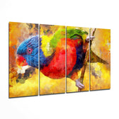 Parrot 4 Pieces Mega Glass Wall Art (59"x36") | Insigne Art Design.