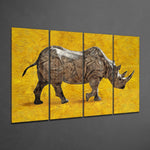Rhino 4 Pieces Mega Glass Wall Art (59"x36") | Insigne Art Design.