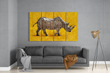 Rhino 4 Pieces Mega Glass Wall Art (59"x36") | Insigne Art Design