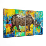 Rhino 4 Pieces Mega Glass Wall Art (59"x36") | Insigne Art Design.